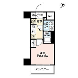 プレール・ドゥーク川口並木 1Kの間取図画像