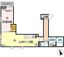 Asset-Court錦町 2階1LDKの間取り
