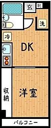 ハイツリバースター 1DKの間取図画像