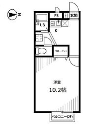 アムールアルブル 1Kの間取図画像