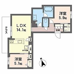 モノリス 天王寺 2LDKの間取図画像