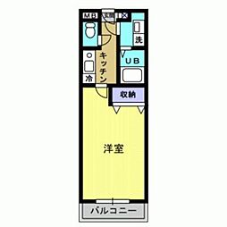 マリ村 3階1Kの間取り