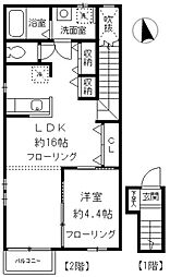 エスポワール 2階1LDKの間取り