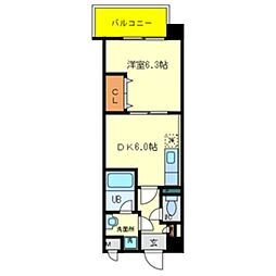 サンセール・ヴィラ 1DKの間取図画像