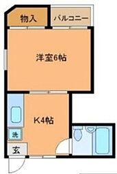 桜台サニーハイツ 1階1Kの間取り