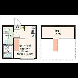 ル・ソレイユ五反野 ワンルームの間取図画像