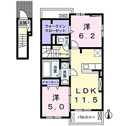 ル・グラン 2階2LDKの間取り