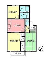 ガーデンテラス壱番館 3DKの間取図画像