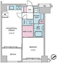 レジディア日本橋浜町 7階1LDKの間取り