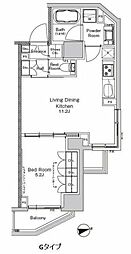 プラウドフラット門前仲町5 1LDKの間取図画像