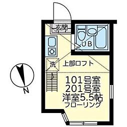 ユナイト境之谷プリンアラモード ワンルームの間取図画像