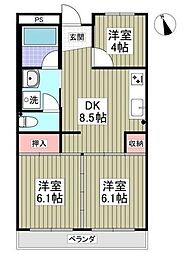 丸新ハイツ 3DKの間取図画像