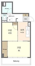 藤和八丁堀コープ 6階2DKの間取り