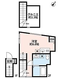 ハナテラス竹ノ塚 2階ワンルームの間取り