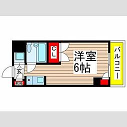 平井第2コーポ 3階ワンルームの間取り