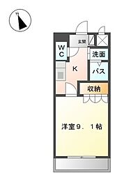 彩城A 1Kの間取図画像