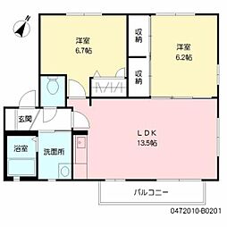 ジュネス大池　Ｂ棟 2階2LDKの間取り