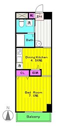 フォンティーヌ 1DKの間取図画像