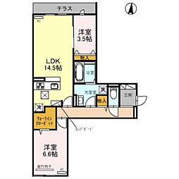 フェリシア東田辺 2LDKの間取図画像