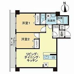 ライオンズマンション江田第3 2LDKの間取図画像
