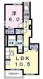 ヴィラ・エクセレント 1階1LDKの間取り