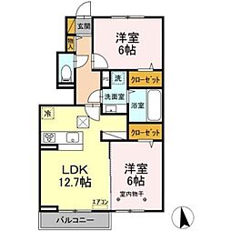 ル・グランIII 1階2LDKの間取り