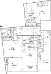 Ｆｏｎｓ Ｌｕｃｉｓ Ｉｚｕｍｉ 3階1LDKの間取り