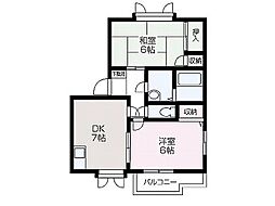カーサ・デ・ヴェルデ4番館 2DKの間取図画像