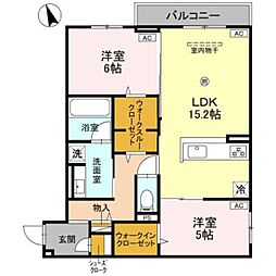 高石市東羽衣5丁目アパート 2LDKの間取図画像