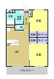 大分市大字三芳マンション 2LDKの間取図画像
