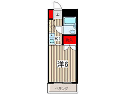 フラワーハイツC 1Kの間取図画像