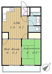 小田急小田原線 相模大野駅 徒歩12分の賃貸マンション 1階2LDKの間取り