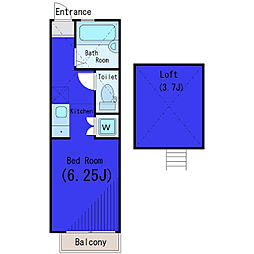 都営浅草線 西馬込駅 徒歩12分の賃貸アパート 2階ワンルームの間取り