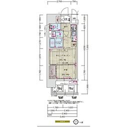 プレリスNEO大阪十三エルヴィオン 1DKの間取図画像