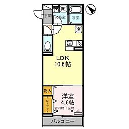 Pedra rio 3階1LDKの間取り