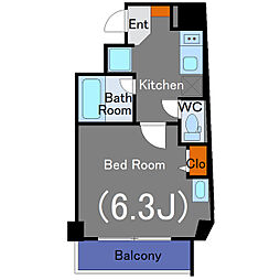 シーフォルム戸越公園 2階1Kの間取り