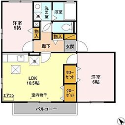 ハイツクリノン 2LDKの間取図画像