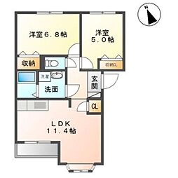 プリマステラ 2LDKの間取図画像