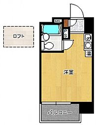ロマネスク六本松第3 ワンルームの間取図画像