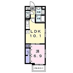 アリーサコート セント 3階1LDKの間取り