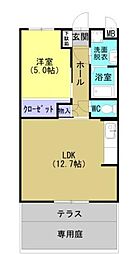 サンシャインMiyabi 1LDKの間取図画像