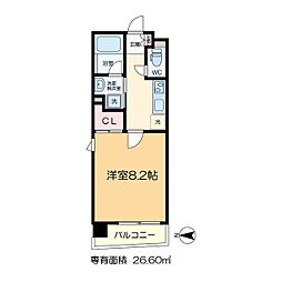 THE WAVES 1Kの間取図画像