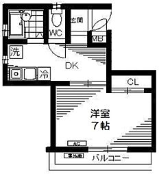 リブラ一之江 4階1DKの間取り