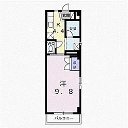 ベル・エール 1Kの間取図画像