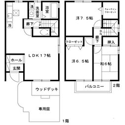 神戸市北神線 谷上駅 徒歩9分の賃貸テラスハウス 1階3LDKの間取り
