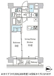 ジオエント中野弥生町 2階1LDKの間取り