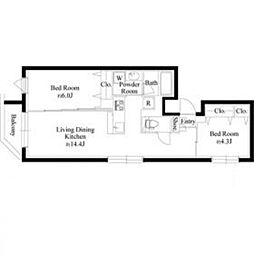 GRAN PASEO 代々木上原II 1階2LDKの間取り