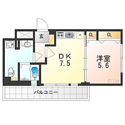アテナリー右京 1DKの間取図画像