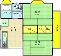 塩田ハイツ 2DKの間取図画像