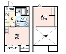 ガーデンヒルズ 1Kの間取図画像